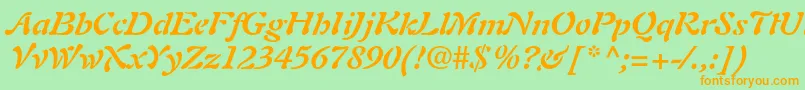 AuriolltstdBolditalic Font – Orange Fonts on Green Background