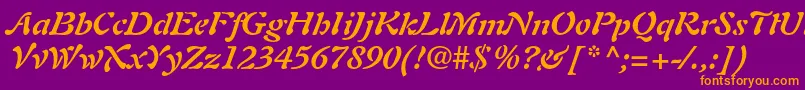 AuriolltstdBolditalic Font – Orange Fonts on Purple Background