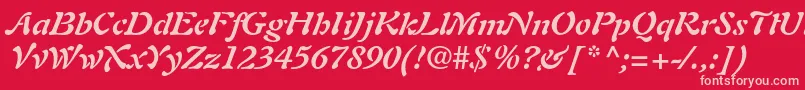 AuriolltstdBolditalic Font – Pink Fonts on Red Background