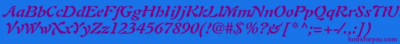 AuriolltstdBolditalic Font – Purple Fonts on Blue Background