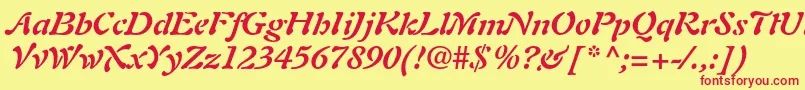 AuriolltstdBolditalic Font – Red Fonts on Yellow Background