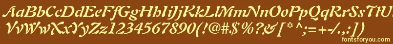 AuriolltstdBolditalic Font – Yellow Fonts on Brown Background