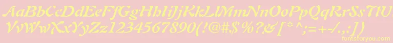 AuriolltstdBolditalic Font – Yellow Fonts on Pink Background
