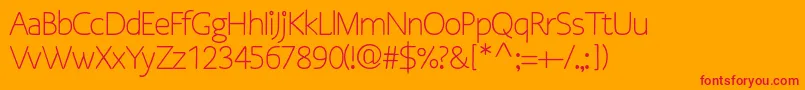 OsgoodsansRegular-Schriftart – Rote Schriften auf orangefarbenem Hintergrund