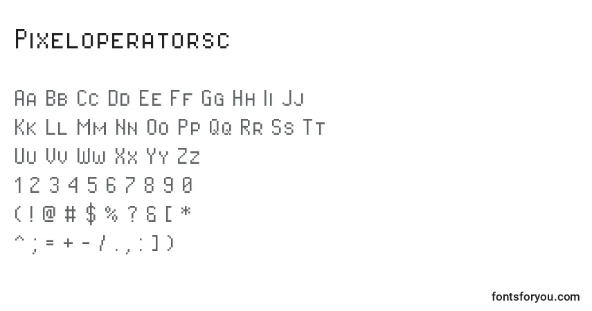 Pixeloperatorsc-fontti – aakkoset, numerot, erikoismerkit