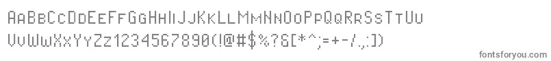 Pixeloperatorsc-fontti – harmaat kirjasimet valkoisella taustalla