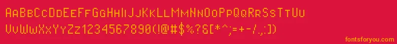 Pixeloperatorsc-fontti – oranssit fontit punaisella taustalla