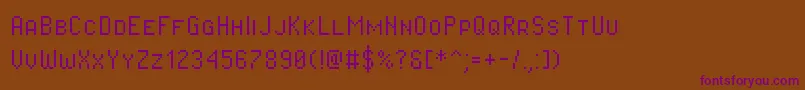 Fonte Pixeloperatorsc – fontes roxas em um fundo marrom