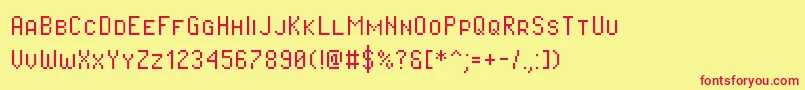 フォントPixeloperatorsc – 赤い文字の黄色い背景