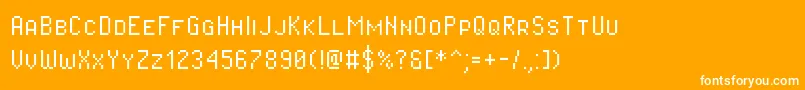 Pixeloperatorsc-Schriftart – Weiße Schriften auf orangefarbenem Hintergrund