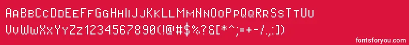 Czcionka Pixeloperatorsc – białe czcionki na czerwonym tle