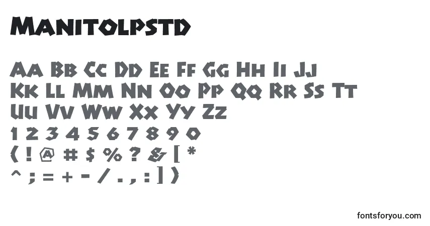 Czcionka Manitolpstd – alfabet, cyfry, specjalne znaki