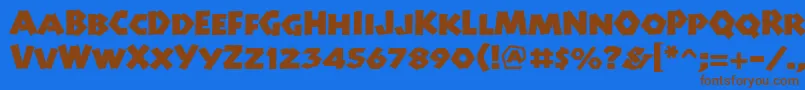 フォントManitolpstd – 茶色の文字が青い背景にあります。