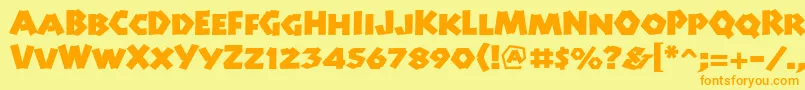 Manitolpstd-Schriftart – Orangefarbene Schriften auf gelbem Hintergrund