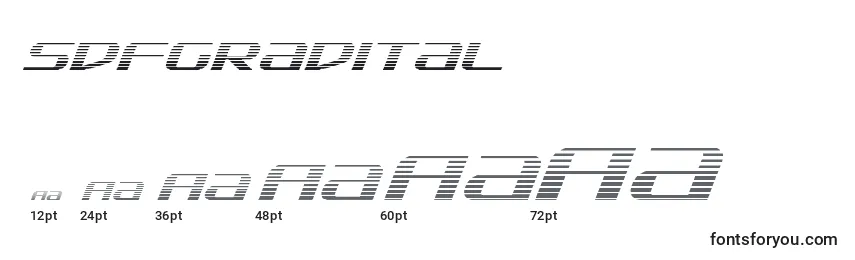 Размеры шрифта Sdfgradital