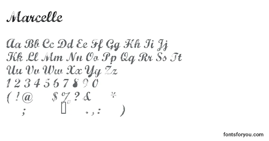 Czcionka Marcelle – alfabet, cyfry, specjalne znaki