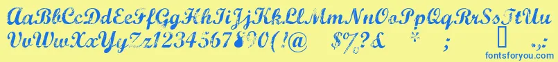 Marcelle Font – Blue Fonts on Yellow Background