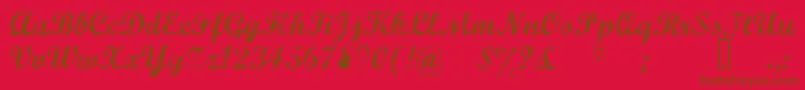 Marcelle-Schriftart – Braune Schriften auf rotem Hintergrund
