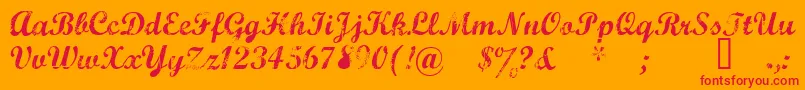 Marcelle-Schriftart – Rote Schriften auf orangefarbenem Hintergrund