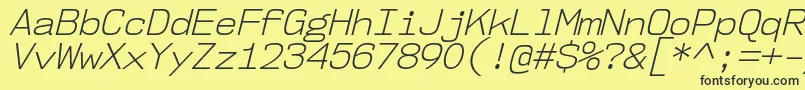 フォントNk57MonospaceNoLtIt – 黒い文字の黄色い背景