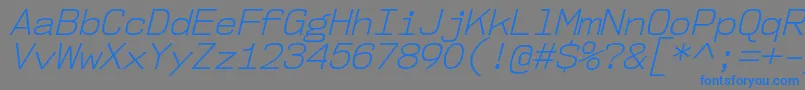 Nk57MonospaceNoLtIt-Schriftart – Blaue Schriften auf grauem Hintergrund