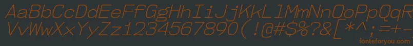 Nk57MonospaceNoLtIt-fontti – ruskeat fontit mustalla taustalla