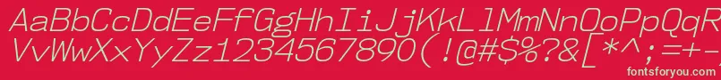 Nk57MonospaceNoLtIt-fontti – vihreät fontit punaisella taustalla