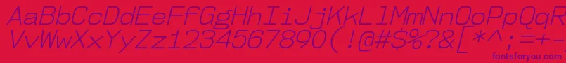 Nk57MonospaceNoLtIt-Schriftart – Violette Schriften auf rotem Hintergrund