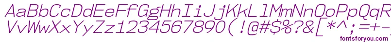 フォントNk57MonospaceNoLtIt – 白い背景に紫のフォント