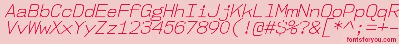 Nk57MonospaceNoLtIt-Schriftart – Rote Schriften auf rosa Hintergrund