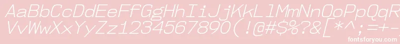 Czcionka Nk57MonospaceNoLtIt – białe czcionki na różowym tle