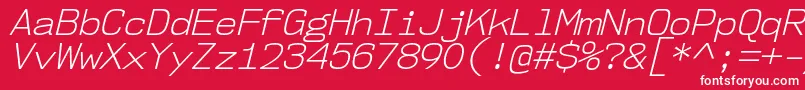 Nk57MonospaceNoLtIt-Schriftart – Weiße Schriften auf rotem Hintergrund