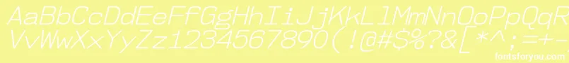 Nk57MonospaceNoLtIt-fontti – valkoiset fontit keltaisella taustalla