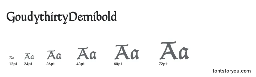 Размеры шрифта GoudythirtyDemibold