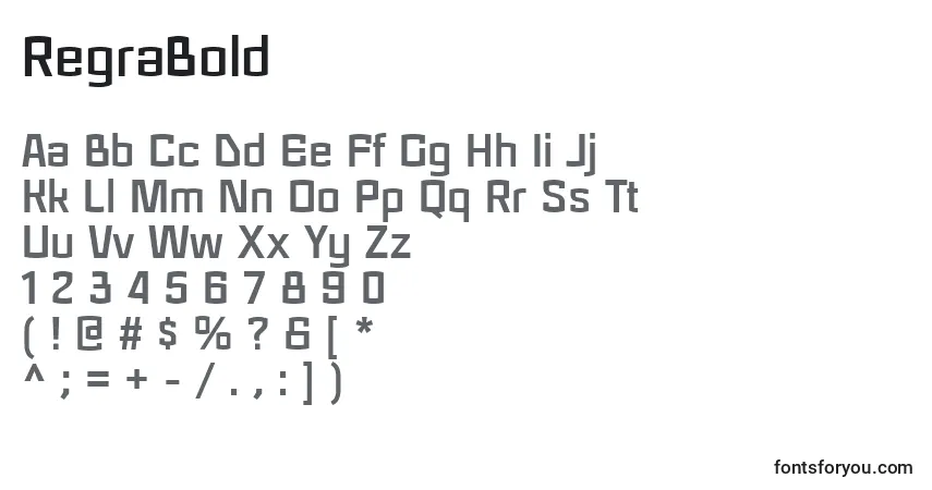 RegraBold-fontti – aakkoset, numerot, erikoismerkit