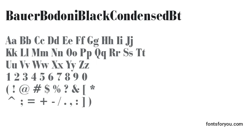 BauerBodoniBlackCondensedBt-fontti – aakkoset, numerot, erikoismerkit