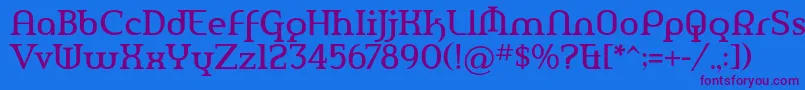 フォントAmerikaPro – 紫色のフォント、青い背景