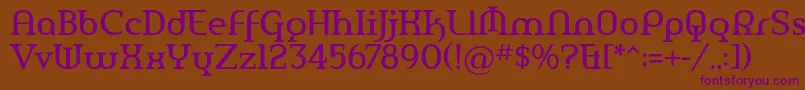 フォントAmerikaPro – 紫色のフォント、茶色の背景