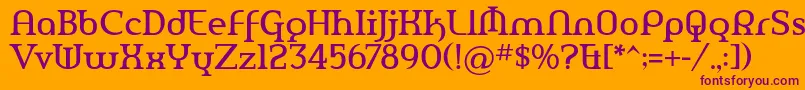 AmerikaPro-fontti – violetit fontit oranssilla taustalla