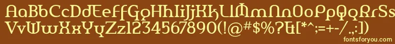 AmerikaPro-fontti – keltaiset fontit ruskealla taustalla
