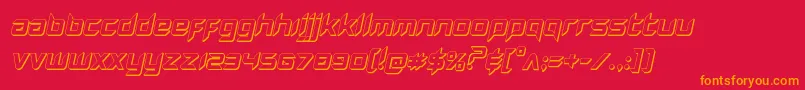 Hollowpoint3Dital-Schriftart – Orangefarbene Schriften auf rotem Hintergrund