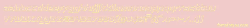 Hollowpoint3Dital-Schriftart – Gelbe Schriften auf rosa Hintergrund