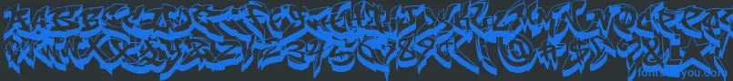 RaseoneFat3D-Schriftart – Blaue Schriften auf schwarzem Hintergrund
