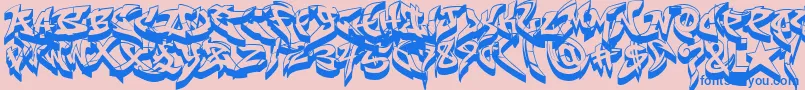 フォントRaseoneFat3D – ピンクの背景に青い文字