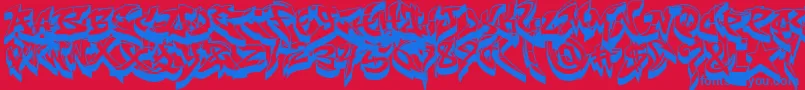 フォントRaseoneFat3D – 赤い背景に青い文字