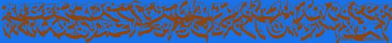 RaseoneFat3D-fontti – ruskeat fontit sinisellä taustalla