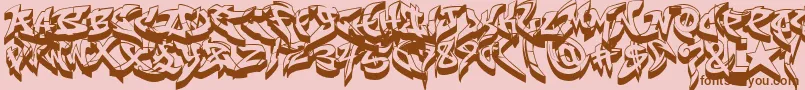 RaseoneFat3D-Schriftart – Braune Schriften auf rosa Hintergrund
