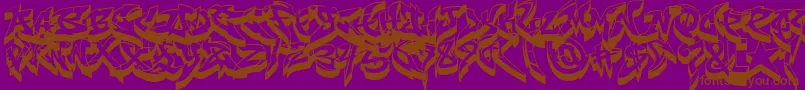 フォントRaseoneFat3D – 紫色の背景に茶色のフォント