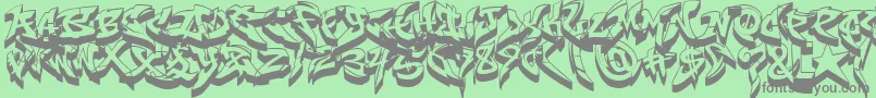 RaseoneFat3D-fontti – harmaat kirjasimet vihreällä taustalla