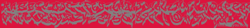 フォントRaseoneFat3D – 赤い背景に灰色の文字